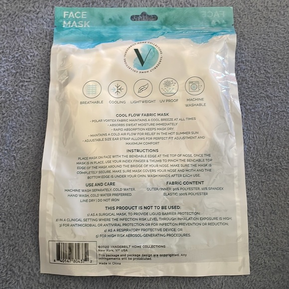 Vanderbilt (Home Collections) Cool Flow Fabric Mask - Picture 2 of 2